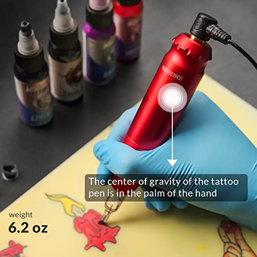 Image of Tattoo Gun Kit, Wormhole Tattoo Machine Kit Tattoo Pen Complete Tattoo Kit Rotary Tattoo Practice Machine 10 Cartridge Needles 8 Tattoo Ink 40 Tattoo Ink Caps for Beginner WTK085