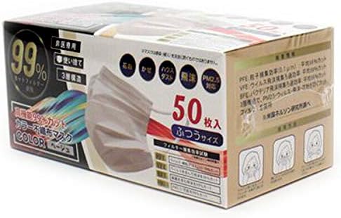 Amazon Co Jp 使い捨てマスク カラー不織布マスク ふつうサイズ 50枚入 ベージュ 産業 研究開発用品