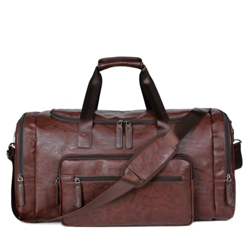 Men's PU Leather Travel Bag Vintage Travel Tote Single Shoulder Crossbody Luggage Bag