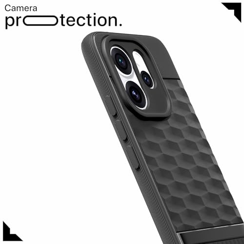Image of Pikkme Back Cover for Oppo Reno 15 Pro Mini 5G Camera Protection 3D Hexa Cube Design Silicone Protective Bumper Case (Black)