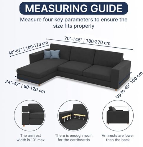 Image of Bellissima Sofa Covers - Premium Luxury Microfibra Plain Stretchable L Shape Left Sofa Cover Fully Covered Slipcover, Imported from Italy (Mocha)