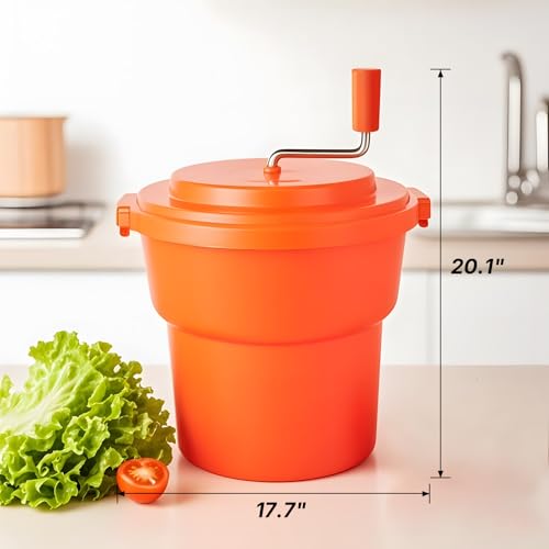 CLIVIA 5 Gal/20 Qt Large Commercial Salad Spinner Jumbo Manual Lettuce Dryer-Dries up to 7 Heads of Lettuces