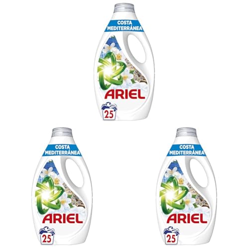 SteelSeries Ariel Brisa Marina Y Jazmín, Detergente Líquido, 25 Lavados (Paquete de 3)