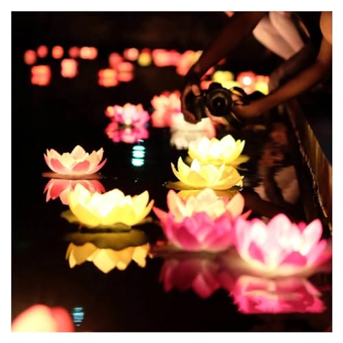 Lámparas LED flotantes de flor loto para decorar estanques oscuros de forma eficiente 6