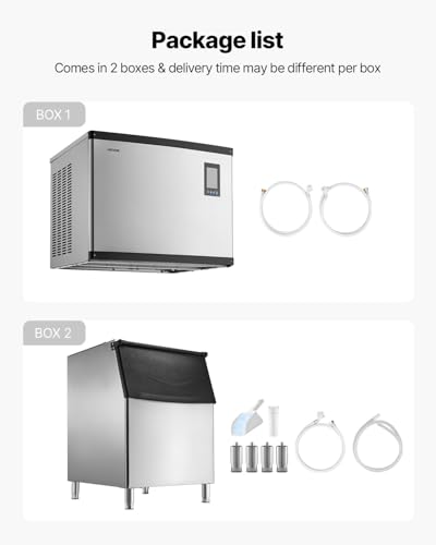 Image of VEVOR Commercial Ice Maker Machine, 1000LBS /24H Ice-Making Machine with 500LBS Stainless Steel Storage Bin, Auto Self-Cleaning Ice Maker with Touchscreen for Bar Cafe Restaurant Business Commercial