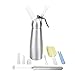 SRB Essentials Professional Whipped Cream Dispenser with Free Milk Frother. 1 Pint Capacity All Aluminum with Leak Proof LID and Bonus Bottle Brush. Make Gourmet Desserts and Coffees.
