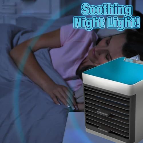 Image of Portable Air Cooler 3-in-1 Mini Air Conditioner | USB Powered Personal Space Cooler with 3 Speed Modes & LED Night Light | Evaporative Cooling Fan for Bedroom, Office, Kitchen, Travel & Camping