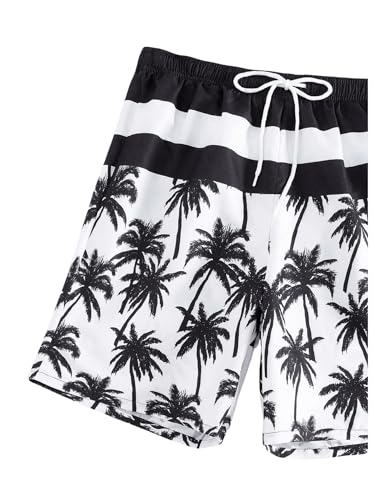 Floerns Men's Swim Trunk Tropical Print Drawstring Waist Summer Board Shorts4