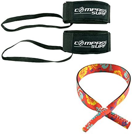 Compass Surf Swimming Fin Savers (Pair) - Padded Neoprene and Adjustable Ankle Strap with Durable Tether. Fits