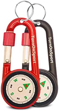 Carabiner Clip On Compass Hiking - Compact Compass Keychain Backpacks | Small Pocket Magnetic Compass Keychain for Kids - Hiking Compass Twist Lock | Keyring Keychains Outdoor Survival Camping 2 pcs