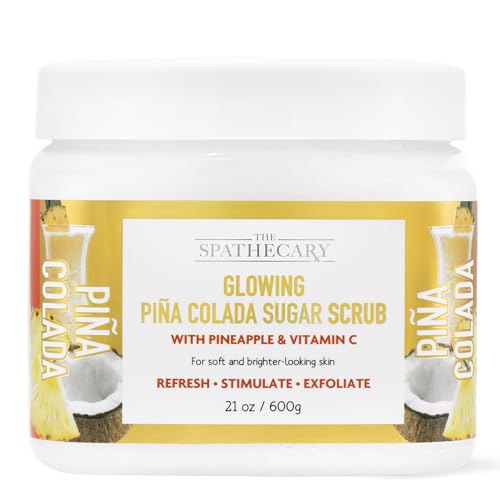 Image of Pina Colada Sugar Scrub - Exfoliating & Hydrating Body Scrub With Pineapple and Vitamin C for Softer, Glowing & Brighter Smooth Looking Skin, Body Care Exfoliator & Cleanser, 21 oz