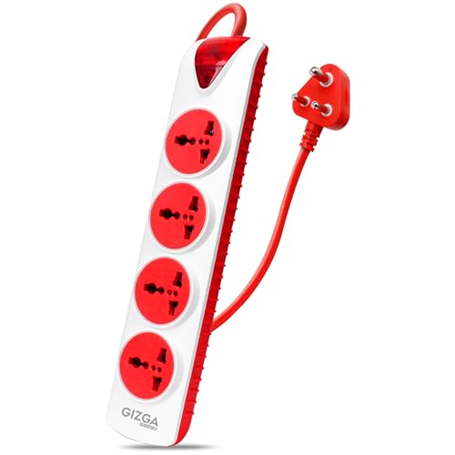 Image of Gizga Essentials 1500W /6A Multi Plug Extension Board with 4 Universal Sockets for Office & Home Appliances, Fuse Protector, Power Indicator, 1.5M Cord, Durable Switch, Flame Retardant Material