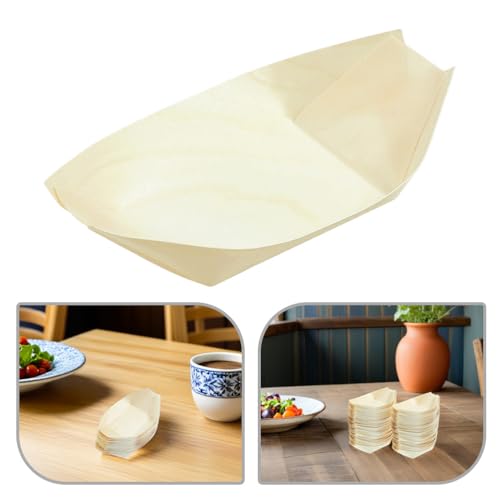 Platos desechables de madera para sushi, 200 unidades miniatura 3