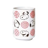 「 PEANUTS(ピーナッツ) 」 スヌーピー 湯呑み カップ コップ 約270ml 電子レンジ 食洗機対応 和柄紋 ピンク 日本製 631102
