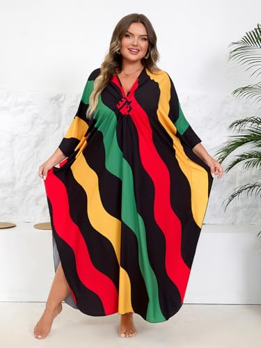 Image of Kaftan Dress for Women - Plus Size Caftan Maxi Beach Dress Moo Moos Loungewear, Swimsuit Cover Up for Beach, Pool or Vacation