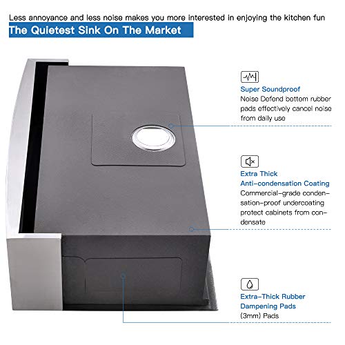 33 Inch Stainless Steel Farmhouse Kitchen Sink Workstation-Bokaiya 33X22 Apron Front Farm Sink Ledge Workstation 16 Gauge Deep Single Bowl Kitchen Sink With Cutting Board #TOP5