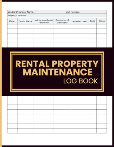 Rental Property Maintenance Log Book for Repairs