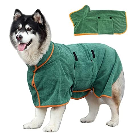 Dlmlemu Super Absorbent Pet Bathrobe, Fast Drying Pet Bath Towel, Dog Bathrobe Towel with Adjustable Strap Hood, Dog Drying Robes for Large Medium Small Pet Cat, Soft, Quick-Drying and Warm Cover