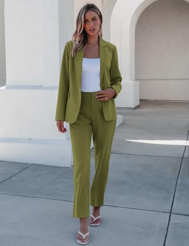 Image of luvamia Women's Two Piece Sets Pants Suits Dressy Business Casual Outfits Professional Blazer Pantsuits Set Work Office