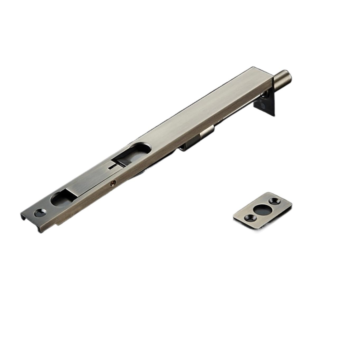 Pasador de Embutir Pestillo de latón al ras, palanca bloqueo deslizante seguridad oculta, acción 8 "10" 12 "24" for puerta doble con resorte potente(AB-Top)