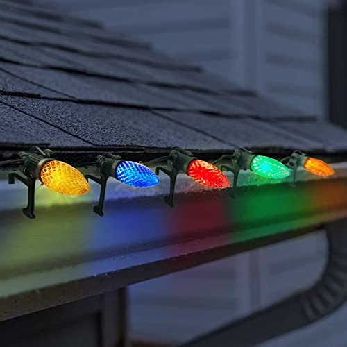C9 LED Quick Clip Christmas Lights, 25Ft Multicolor String Lights with 25 LED Strawberry Bulbs, Connectable Waterproof Christmas Lights for Indoor Outdoor Roofline Patio Xmas Decoration, Multicolor C9 LED Quick Clip Christmas Lights, 25Ft Multicolor String Lights with 25 LED Strawberry Bulbs, Connectable Waterproof Christmas Lights for Indoor Outdoor Roofline Patio Xmas Decoration, Multicolor