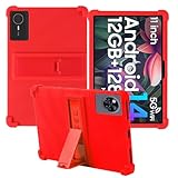 CongJiaLingXi Compatible for Acer Iconia Tab P11 11.0 Inch Tablet Case, Soft Silicone Full Coverage Bumper Adjustable Stand Shockproof Kids Friendly Protective Tablet Cover, Red