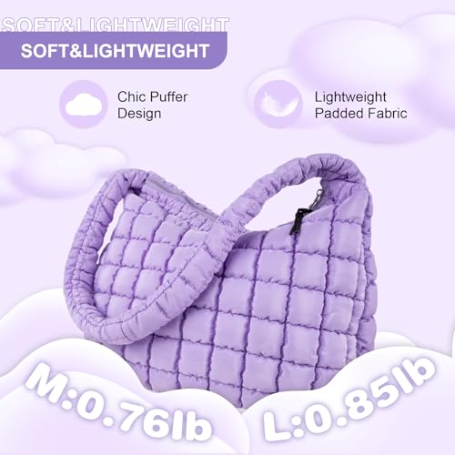 Image of Quilted Puffer Tote Bag Purse Puffy Crossbody Shoulder Bag,Lightweight Nylon Hobo Bag Puffer Carryall Bag for Women Girl