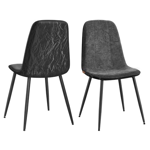 VASAGLE Esszimmerstuhl 2er Set, Küchenstuhl, Polsterstuhl, Metallbeine, verstellbare Füße, pflegeleicht, Chenille-Gewebe, PU mit von Gletschern inspiriertem Muster, schiefergrau KDC187G01