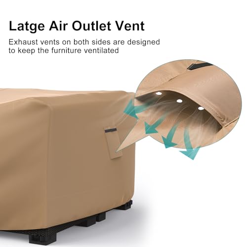 Image of Patio Furniture Set Cover Waterproof, Heavy Duty Furniture Covers for Outdoor Sectional Sofa Set Wicker Rattan Table Chair Rectangular,124 inchLx71 inchWx29 inchH,Brown