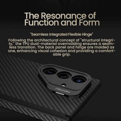 Image of Nilkin Aramid Fiber Series for Samsung Galaxy Z Fold 7, Aramid Fiber /TPU with Military Drop Protection, Magnetic Scratch-Resistant Shockproof Protective Case (Samsung Fold 7) Black