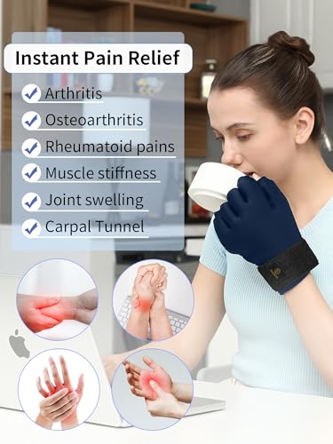 Image of highco Compression Hand ICE Pack Glove for Arthritis Pain Relief Adjustable Wrist Strap ICE Pack Wrap for Hand and Fingers,Cooling ICE Packs Glove for Women and Men,Tendonitis, Swelling
