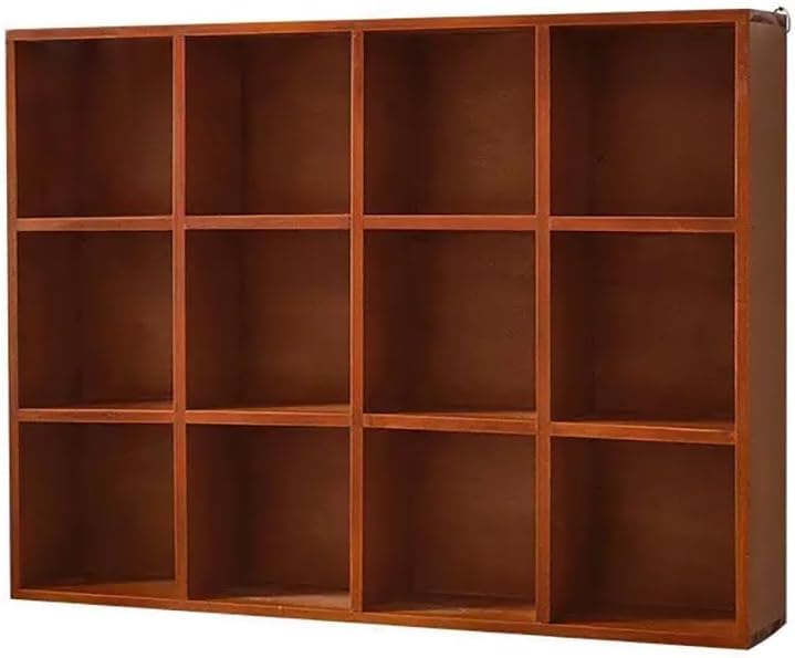 Shadow Box Display Shelf, Wall Mounted Wooden Hanging Display Shelf Floating Shelf Perfect for Little Figurines, Multi-Slot Wall Collection Freestanding Farmhouse Decor Display Case (Brown, 12 Slot)