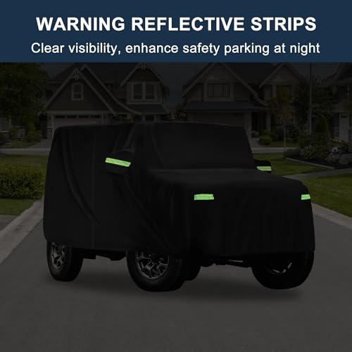 A ABSOPRO wasserdichte Autoabdeckung Auto Outdoor Vollabdeckung für Suzuki Jimny JB64W/JB74W mit unterem winddichtem Schnallen-Verschluss 151,57 x58,27 x62,99 Schwarz