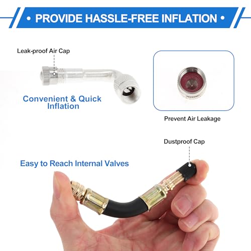 Image of Motoforti 1set 90 Degree Copper Tire Valve Extension with Durable Plastic 100mm Tyre Valve Inflation Adapter for Car Motorcycle RV Truck Bike