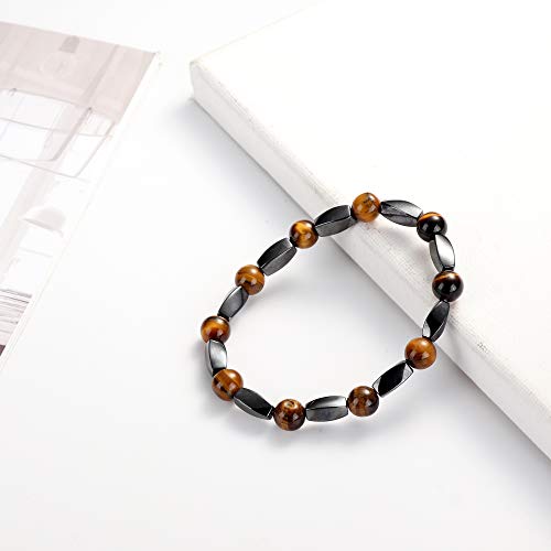 Jstyle 4Pcs Bead Bracelet For Men Women 8Mm Tiger Eye Stone Beads Bracelet Elastic Natural Stone Bracelet Bangle #TOP5