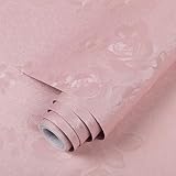 TANONE Pink Peel and Stick Wallpaper 17.7' X 118' Pink Embossed Floral Contact Paper Self Adhesive Removable Textured Wallpaper Vinyl Thicken Wall Paper for Wall Furniture Cabinet Drawer Dresser