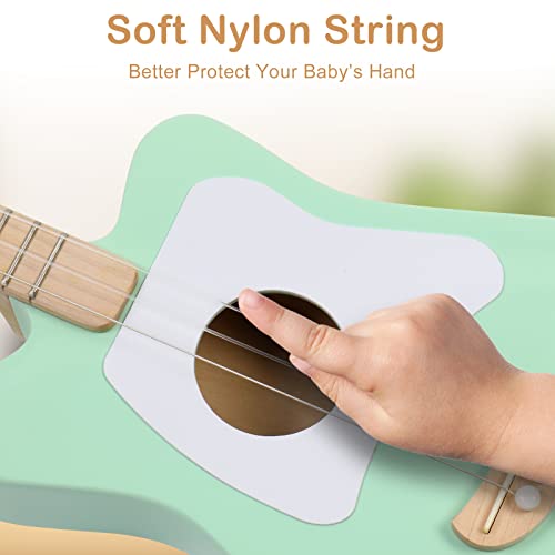 Ktaxon 3 String Acoustic Guitar For Kids, 23 Inch Guitar With Chord Flashcards, Fret Position Marks, Low Pitch Design And Slim Neck Suitable For Ages 3+ Baby, Kid And Children (Green) #TOP5