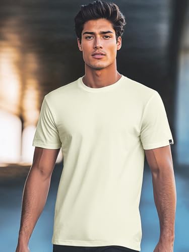 Image of Bewakoof Men's 100% Cotton Solid Regular Fit Half Sleeve Round Neck T-Shirt | Tshirt for Men Cotton| Casual Wear | Street Wear