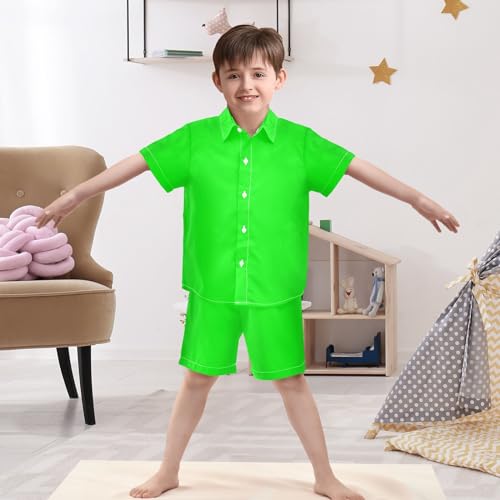 Image of 3T Toddler Boy Shorts Set Black Hawaiian Button Down Shirts Summer Outfits for Little Boy