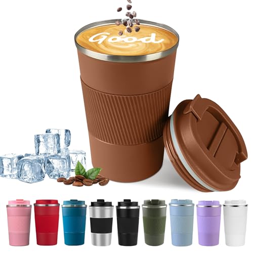 Image of Insulated Travel Coffee Mug, Stainless Steel Coffee Cup with Leakproof Lid | Double-wall insulation keeps drinks hot or cold for hours, with a leakproof lid and portable stainless steel design