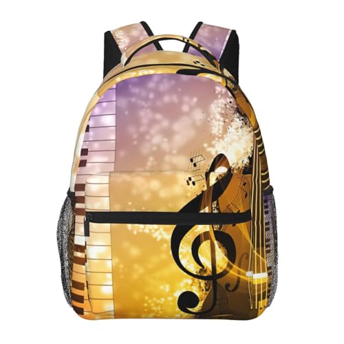 Sac à dos en toile pour homme et femme OdDdot à motif violon et touches de piano
