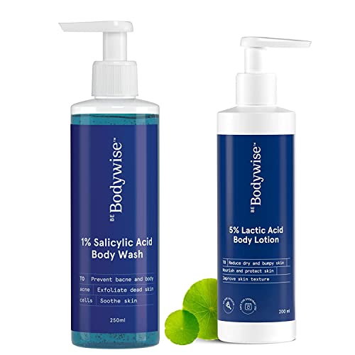 Image of Be Bodywise 5% Lactic Acid Body Lotion- 200ml & Bodywash- 250ml for Women | Helps to Prevent Body Acne, Cleanses Skin & Nourishes Skin | Paraben and SLS free
