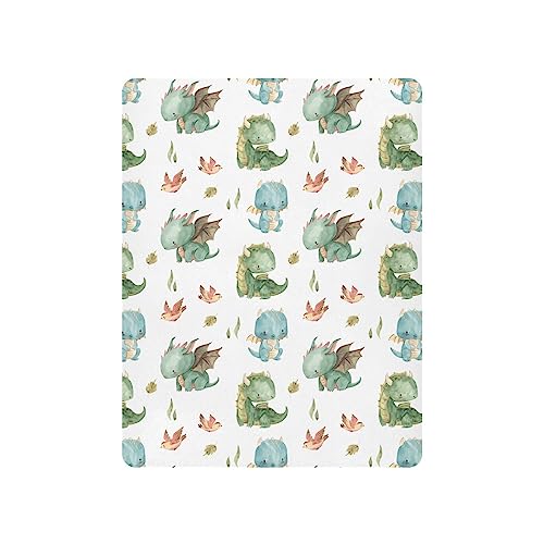 Image of Burbuja Fitted Crib Sheet for Girls and Boys, Cute Dragon Soft Breathable Crib Sheet for Standard Crib and Toddler Bed Mattresses, 27 x 39 in