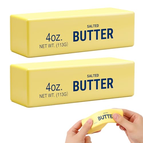 2Pack Slow Rising Dumpling Squishy Butter Squeeze Toys, Slow Rising Squishy,Squeeze Ball Realistic Butter Stick Soft Squeeze Toys for Adults Office Home Stress Relief