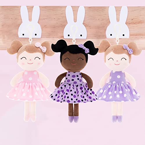 Gloveleya Soft Dolls Plush Figures Purple Polka Dots Dress Doll Baby Gift 9" #TOP3