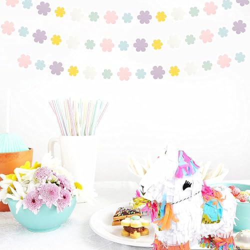 Image of Pastel-Rainbow Colorful Party-Decorations Streamers-Garland - 52ft Flower Hanging Paper Banner, Birthday Baby Bridal Shower Classroom Carnival Decor Hugfond