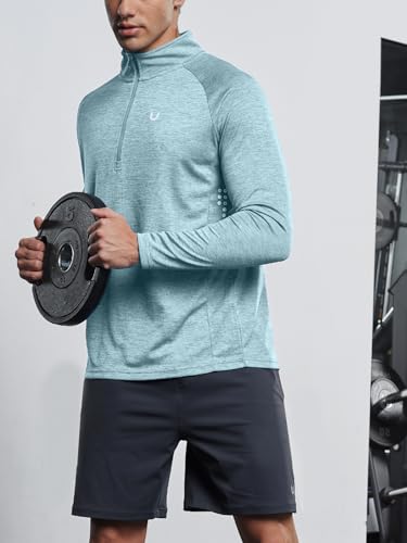 Image of NORTHYARD Men's Quarter Zip Pullover Athletic Running Shirt Long Sleeve | 1 /4 Zip Top, Quick Dry Lightweight, Moisture Wicking Breathable, Reflective Strips, Performance Workout Gym, Hiking Sports