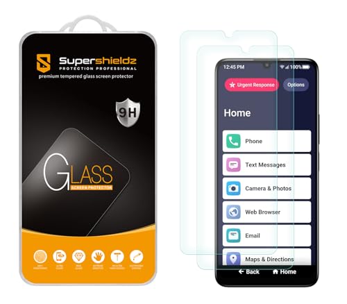 Supershieldz (2 Pack) Designed for Lively Jitterbug Smart4 Tempered Glass Screen Protector, Anti Scratch, Bubble Free