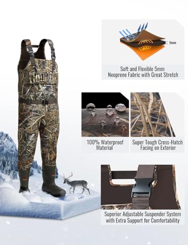 TIDEWE Neoprene Chest Waders for Men, Waterproof Duck Hunting 1600 NE 11 - image 2