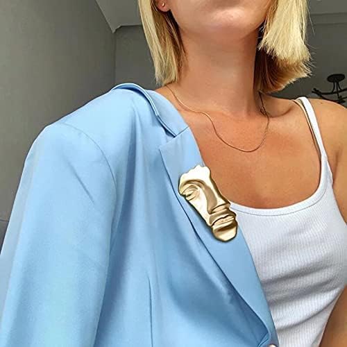 Image of 2Pcs Vintage Mask Brooch Minimalist Metal Figure Face Pin for Women Men